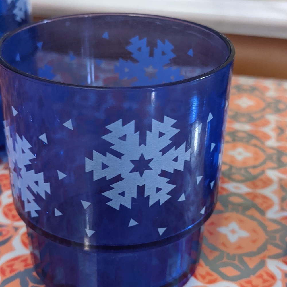 Snowflake Tupperware Preludio Tumbler Cups Blue Winter Set Acrylic Stack Vtg - Picture 8 of 8